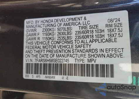 2025 Honda Cr-V Sport z USA, uszkodzony, nr VIN 7FARS6H58SE022745